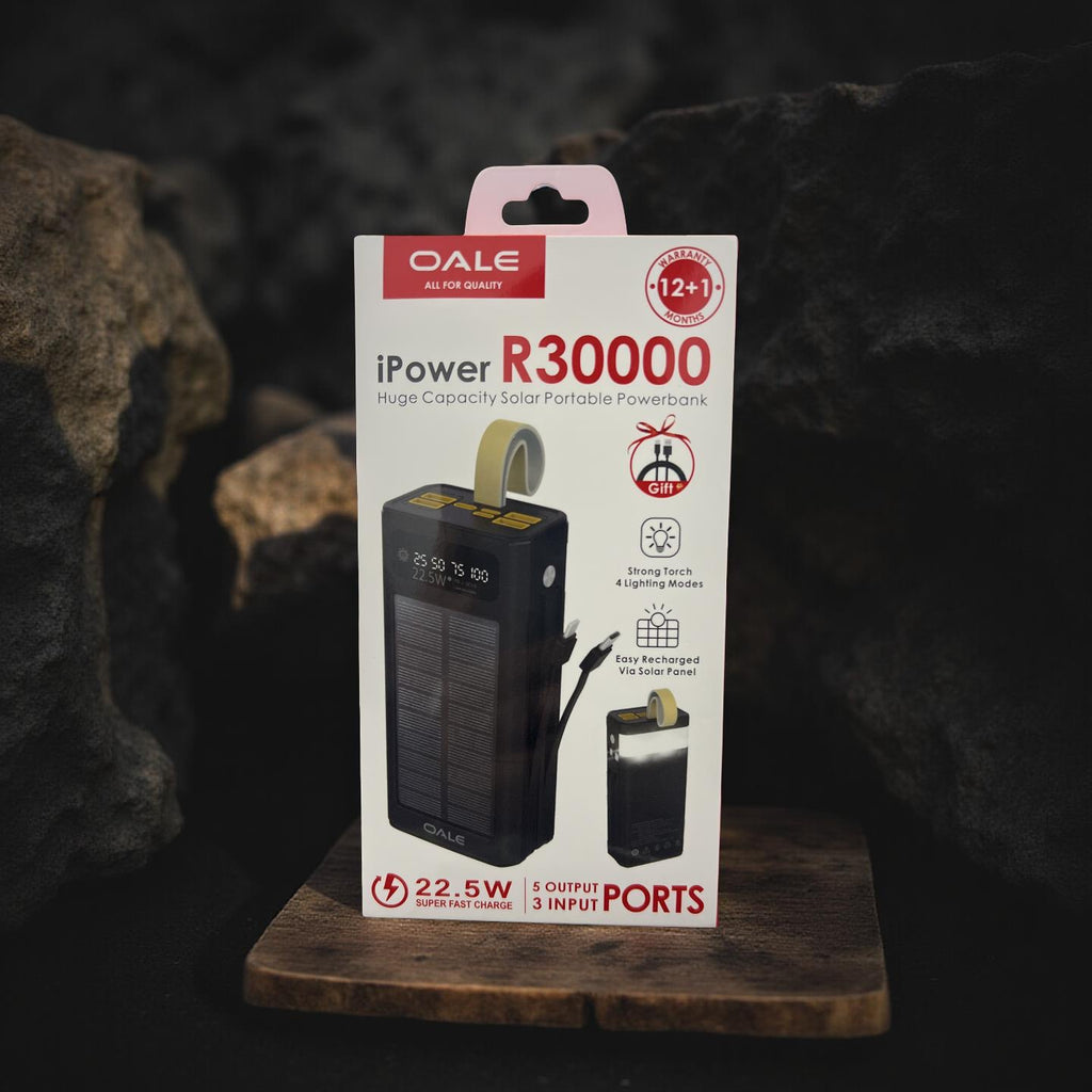OALE iPower R30000 30000mAh Solar Powerbank with Fast Charge 22.5W – Bahrain